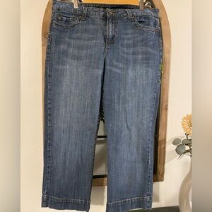 Blue Cropped Ankle Jeans with Flare